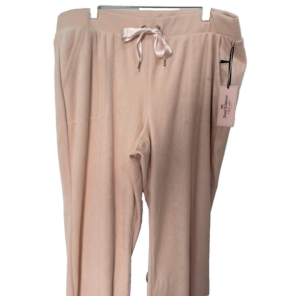 NWT Juicy Couture Velour Boot Leg Pants Short Womens Sz XLP Scallop Pink - Picture 3 of 8